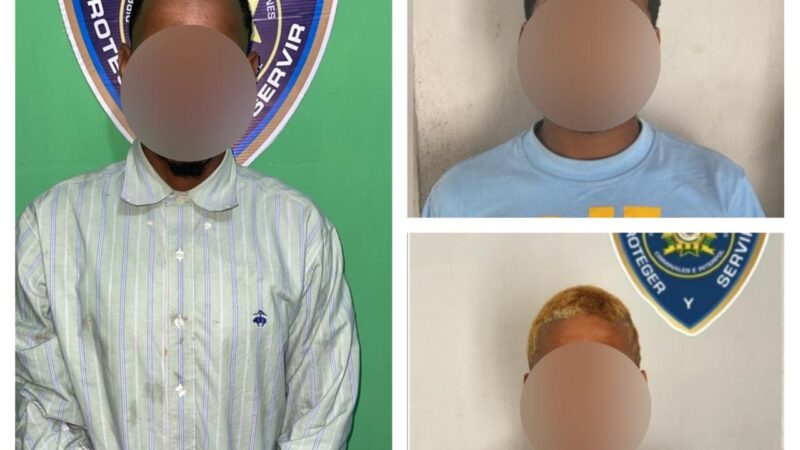 Policía Nacional captura en Santo Domingo Este a tres presuntos implicados en asaltos a viviendas en el sector El Perla
